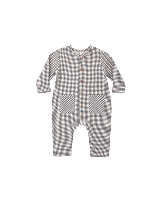 Quincy Mae Pocketed Woven Jumpsuit - Midnight Gingham