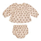 Quincy Mae Balloon Sleeve Blouse + Bloomer Set - Fig Flora - Shell