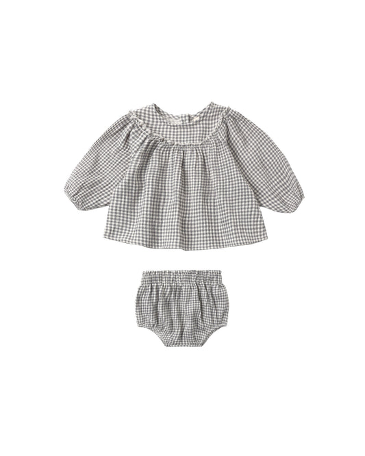 Quincy Mae Mia Top + Bloomer Set - Midnight Gingham