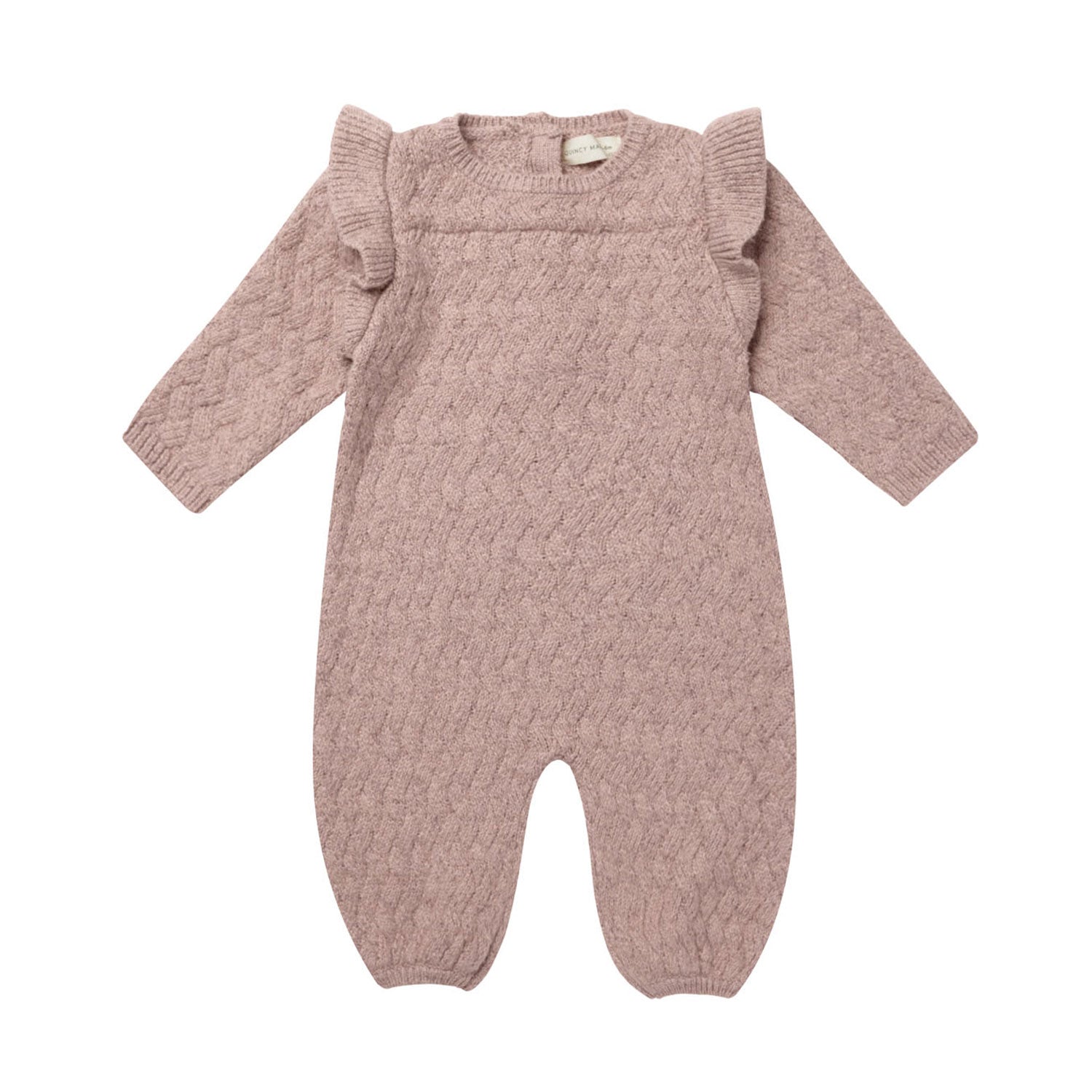 Quincy Mae Long Sleeve Mira Knit Romper - Mauve Heathered