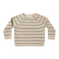 Quincy Mae Ace Knit Sweater - Basil Stripe - Sand Heathered