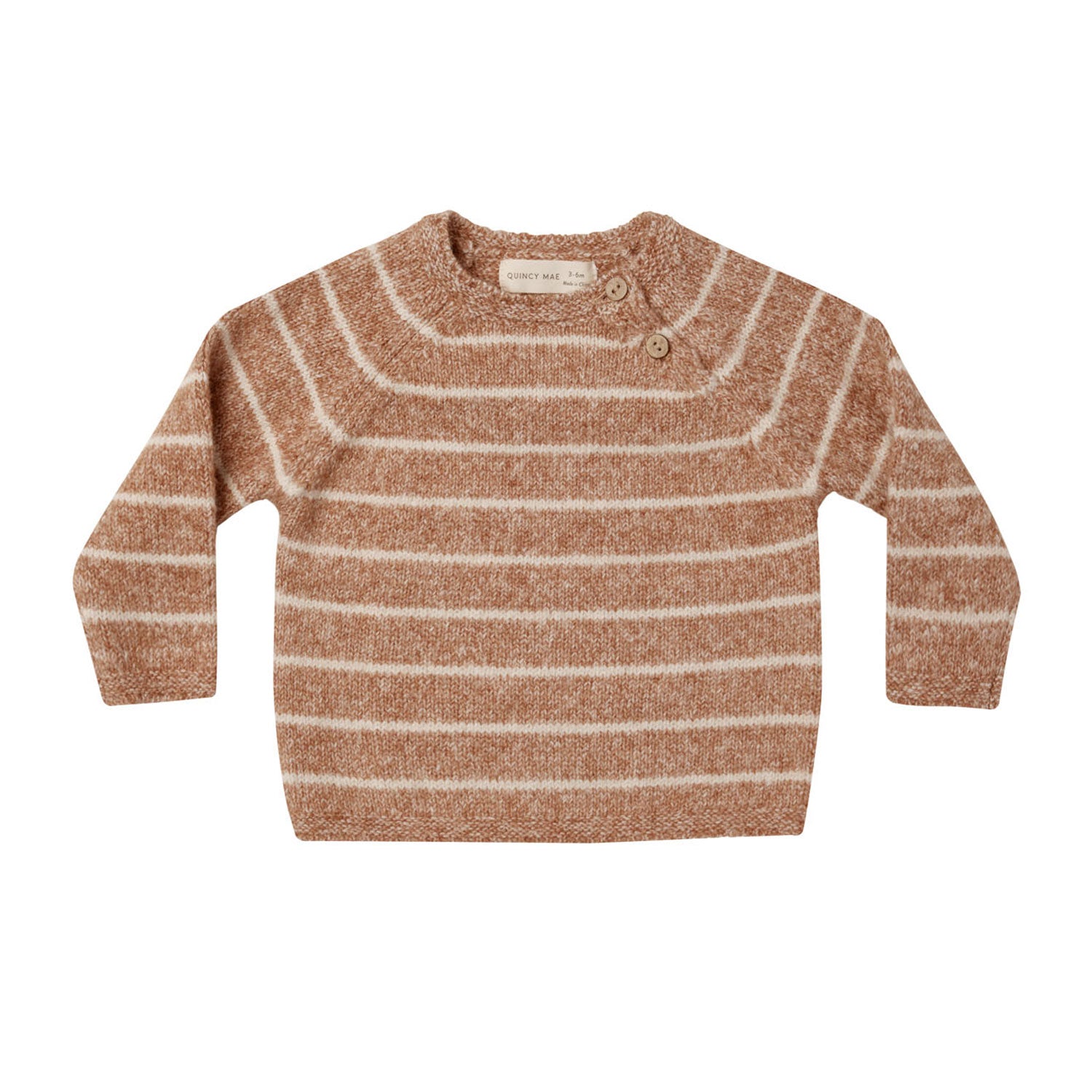 Quincy Mae Ace Knit Sweater - Cinnamon Stripe - Heathered