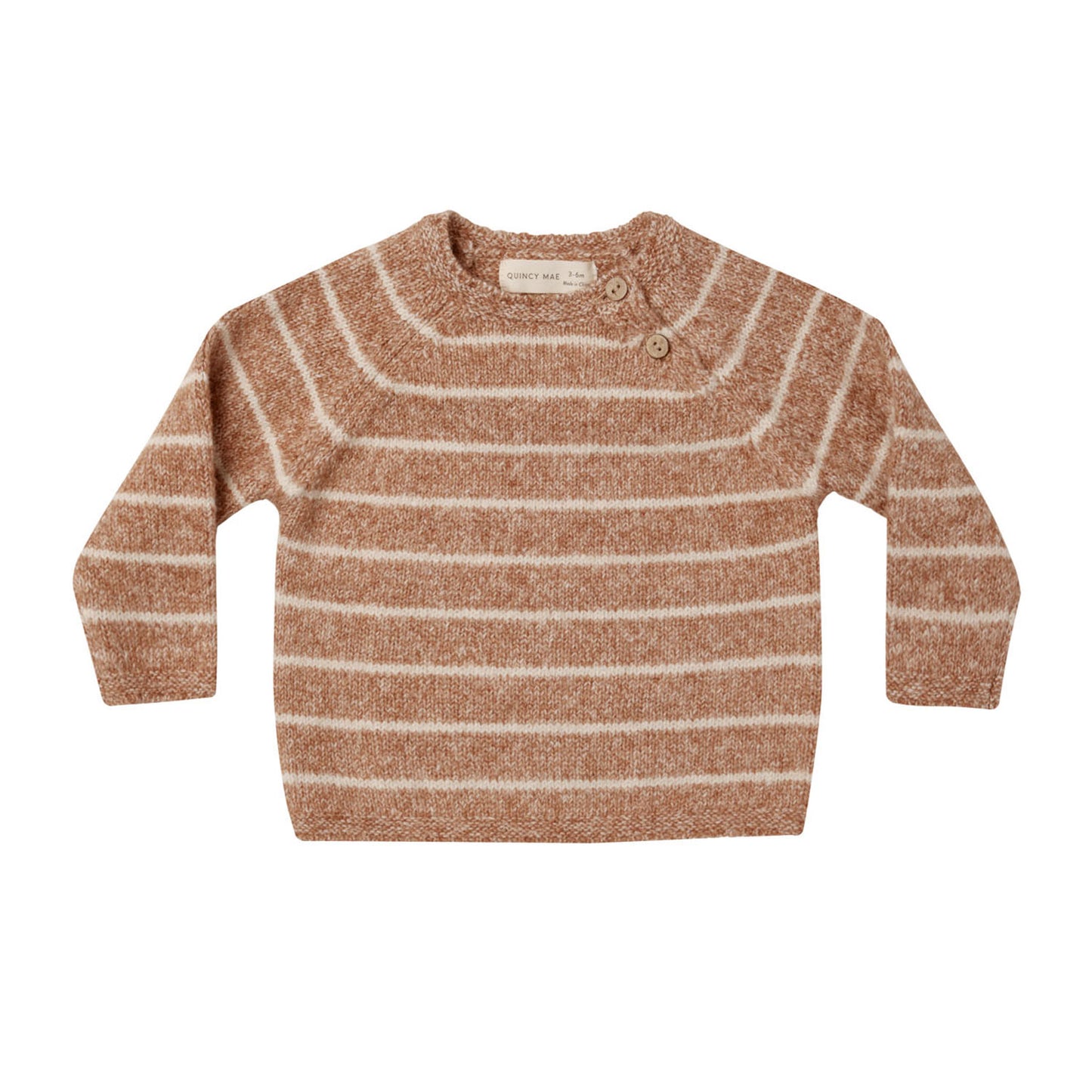 Quincy Mae Ace Knit Sweater - Cinnamon Stripe - Heathered