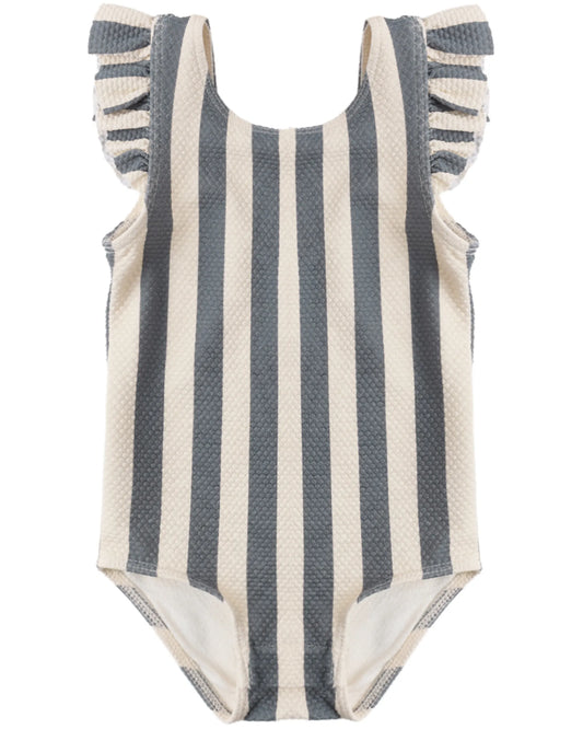 Quincy Mae Scoop Back One-Piece Swimsuit - Retro Ocean Stripe