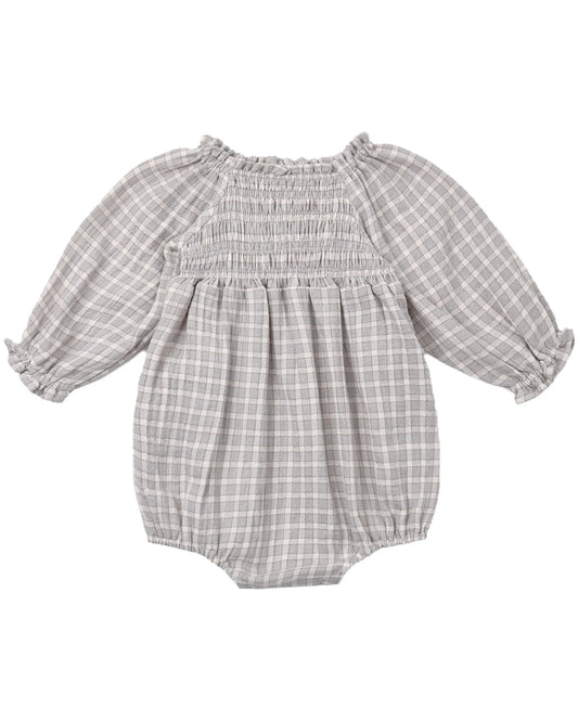 Quincy Mae Eden Romper - Blue Gingham