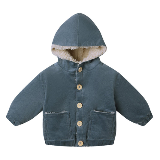 Quincy Mae Corduroy Hooded Jacket - Ocean