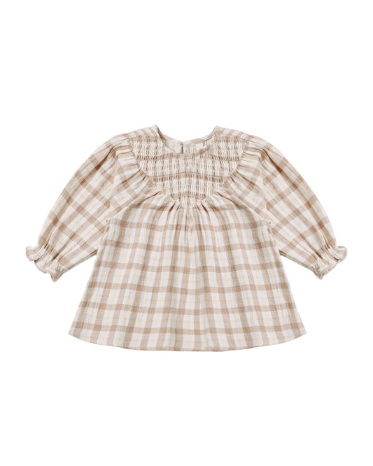 Quincy Mae V Smocked Dress - Rustic Plaid