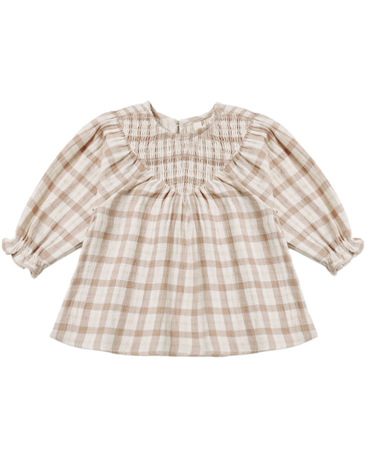 Quincy Mae V Smocked Dress - Rustic Plaid