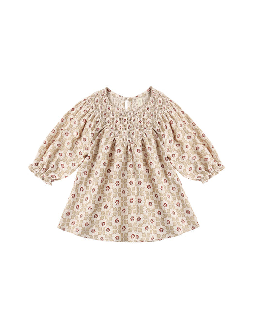 Quincy Mae V Smocked Dress - Winter Rose