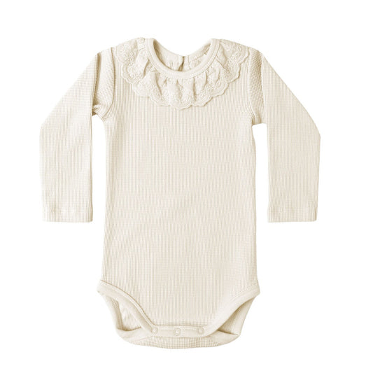 Quincy Mae Ruffle Collar Bodysuit - Natural