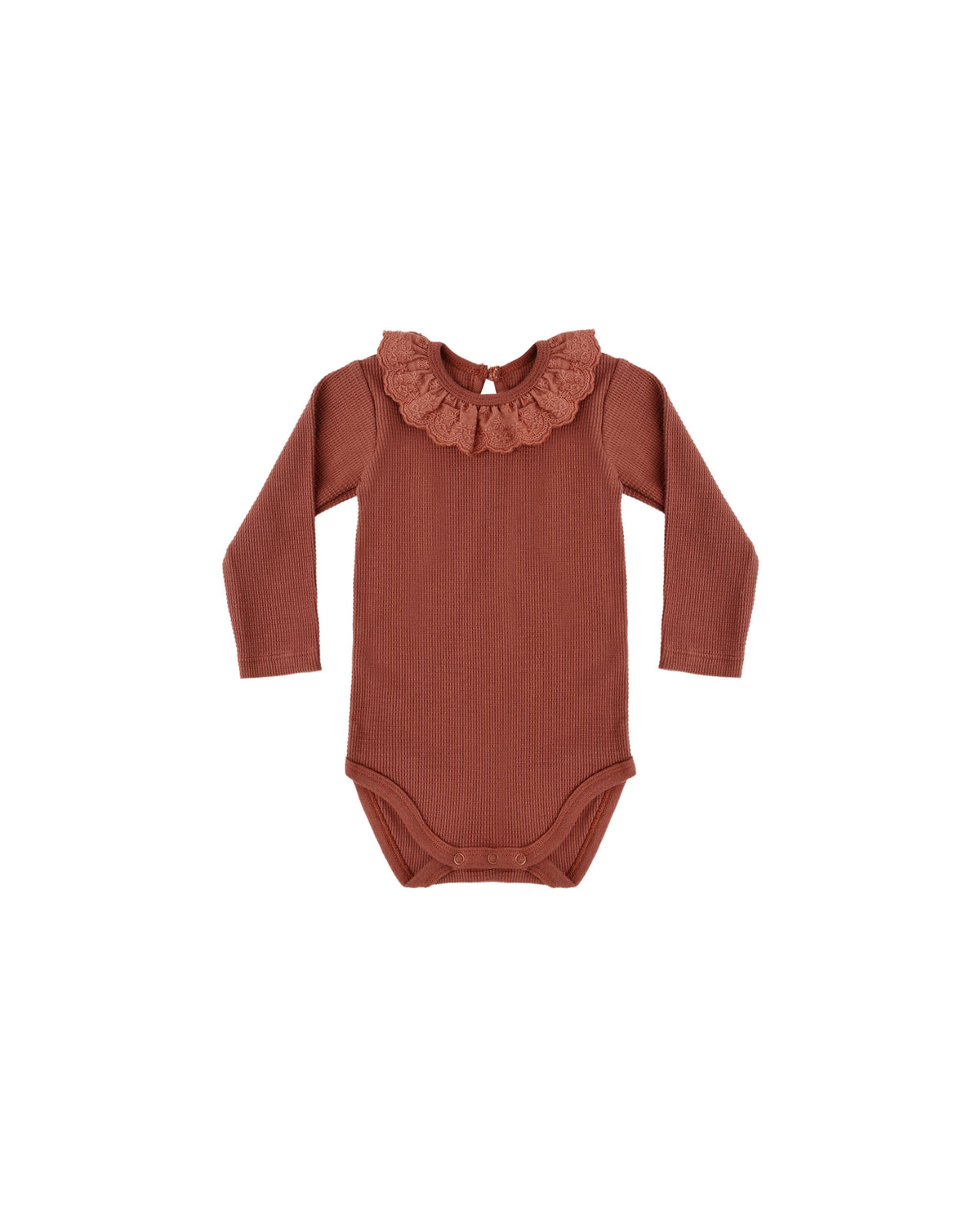 Quincy Mae Ruffle Collar Bodysuit - Redwood