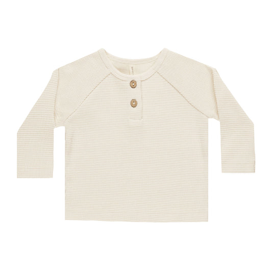 Quincy Mae Henley Knit Top - Natural 