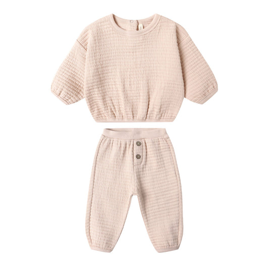Quincy Mae Textured Sweat Set - Antique