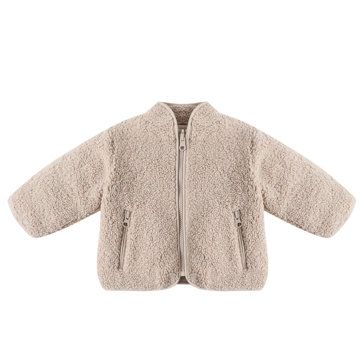 Quincy Mae Shearling Zip Jacket - Oat
