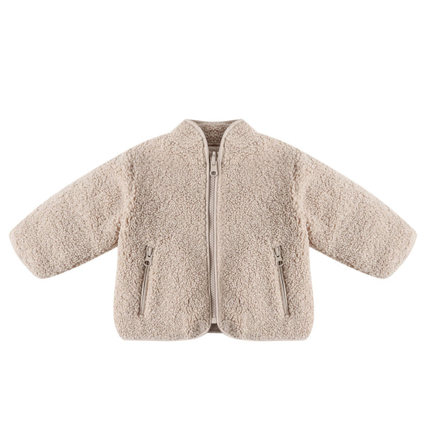 Quincy Mae Shearling Zip Jacket - Oat | The Baby Cubby