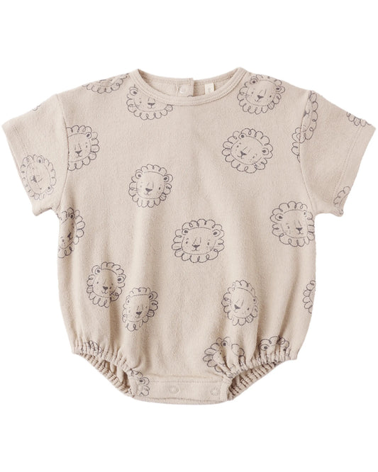 Quincy Mae Relaxed Short Sleeve Bubble Romper - Lion