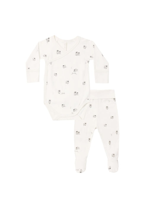 Quincy Mae Side Snap Bodysuit + Pant Set - Sheep