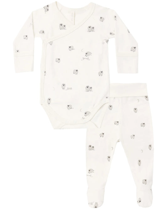Quincy Mae Side Snap Bodysuit + Pant Set - Sheep