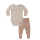 Quincy Mae Side Snap Bodysuit + Pant Set - Almond Stripe