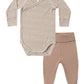 Quincy Mae Side Snap Bodysuit + Pant Set - Almond Stripe
