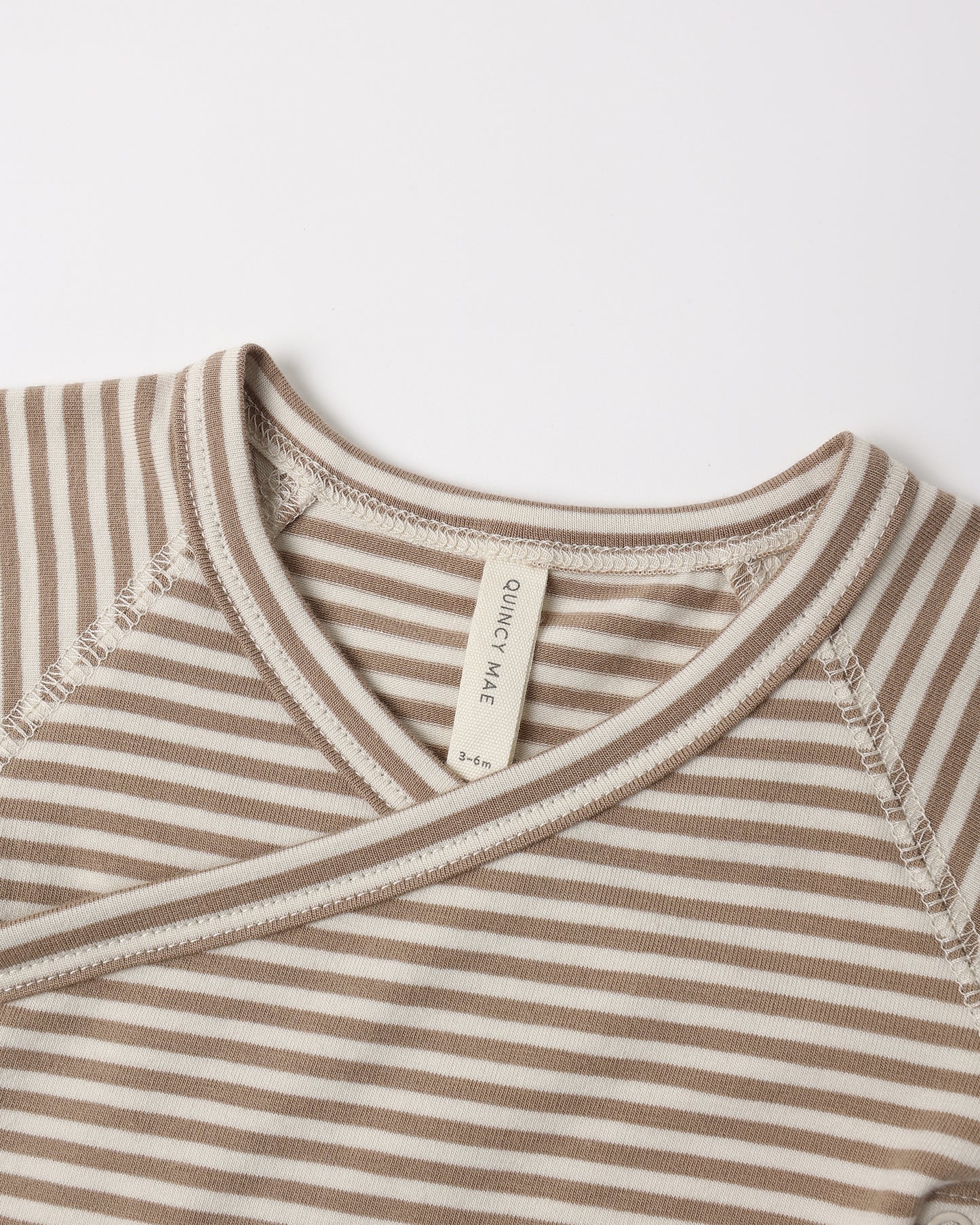Quincy Mae Side Snap Bodysuit + Pant Set - Almond Stripe