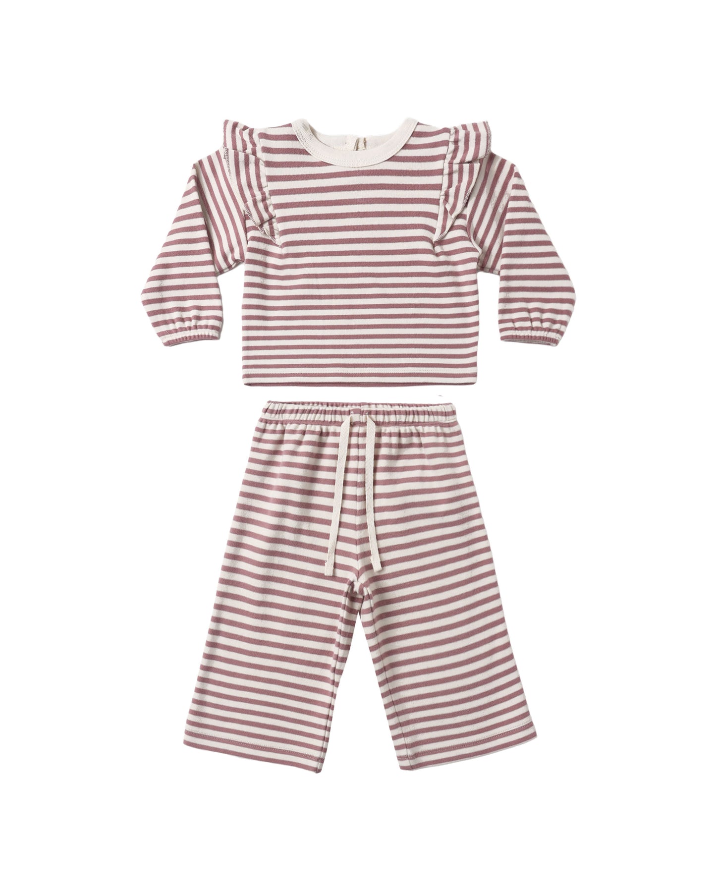 Quincy Mae Ruffle Cozy Set - Mulberry Stripe