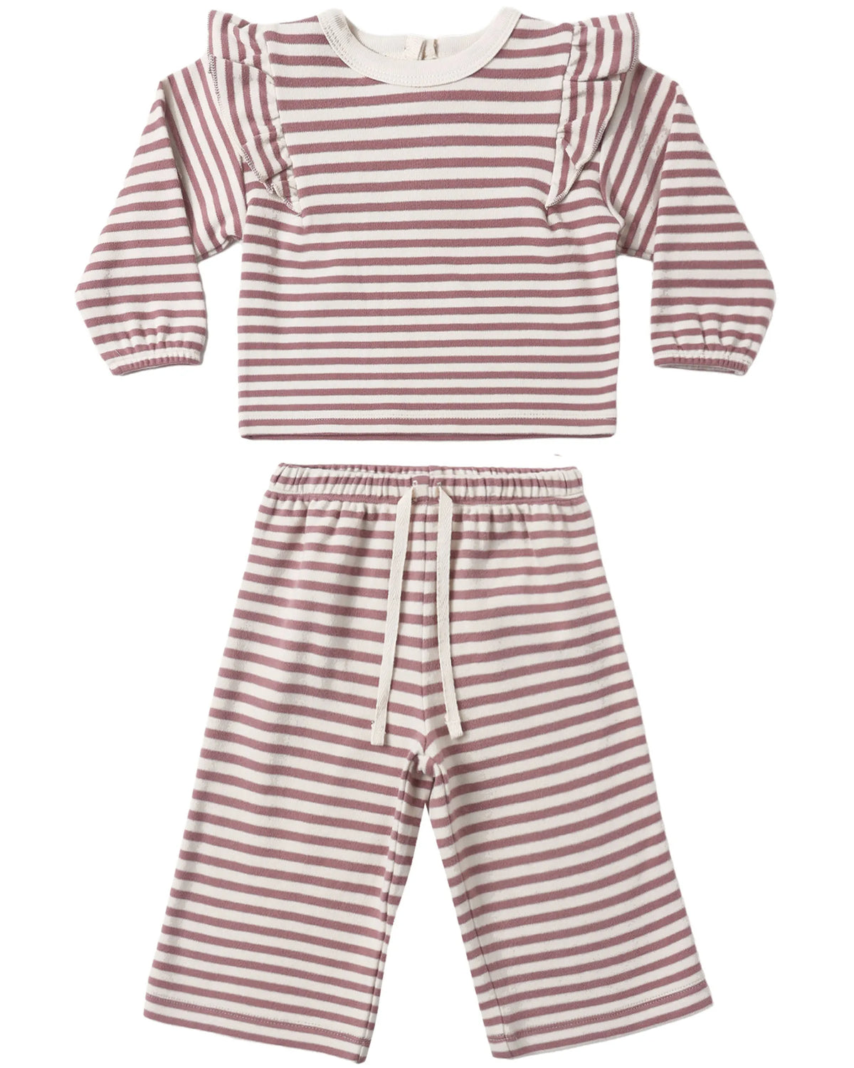 Quincy Mae Ruffle Cozy Set - Mulberry Stripe