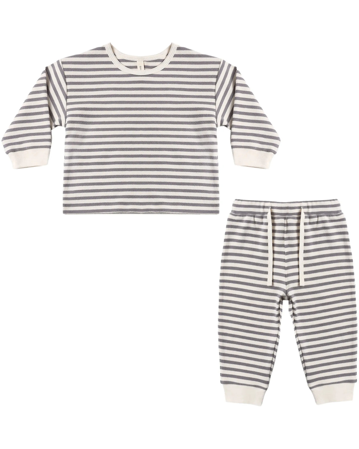Quincy Mae Cozy Set - Slate Stripe