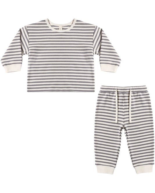 Quincy Mae Cozy Set - Slate Stripe