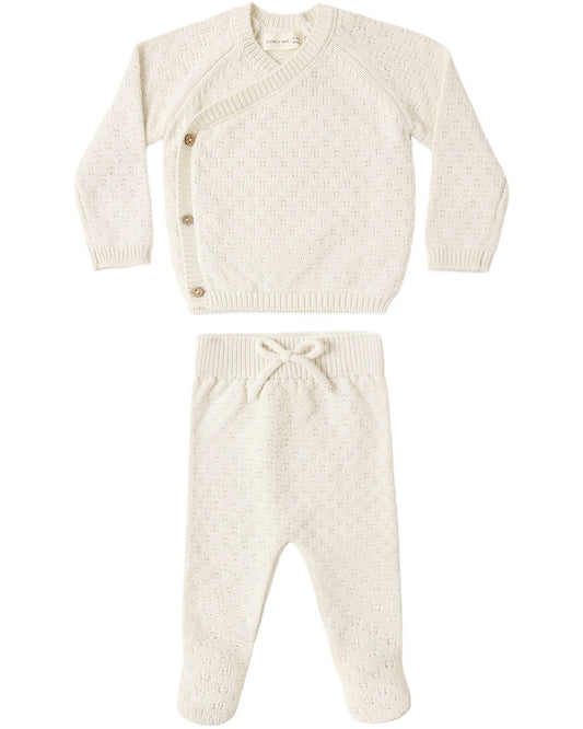 Quincy Mae Knit Wrap Top + Pant Set - Natural