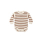 Quincy Mae Rex Romper - Almond Stripe