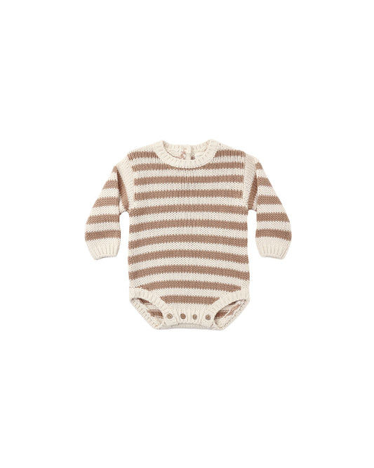 Quincy Mae Rex Romper - Almond Stripe