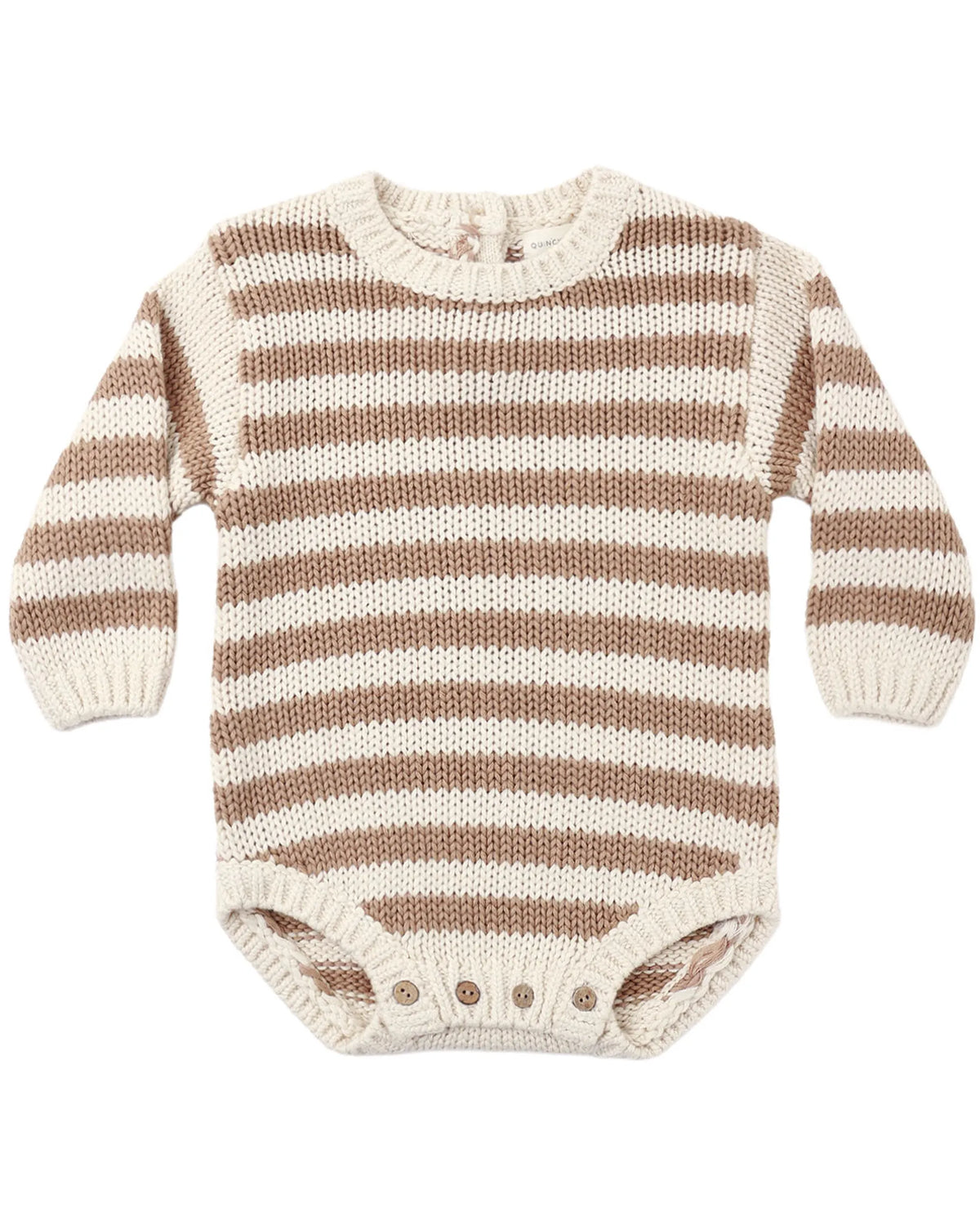 Quincy Mae Rex Romper - Almond Stripe