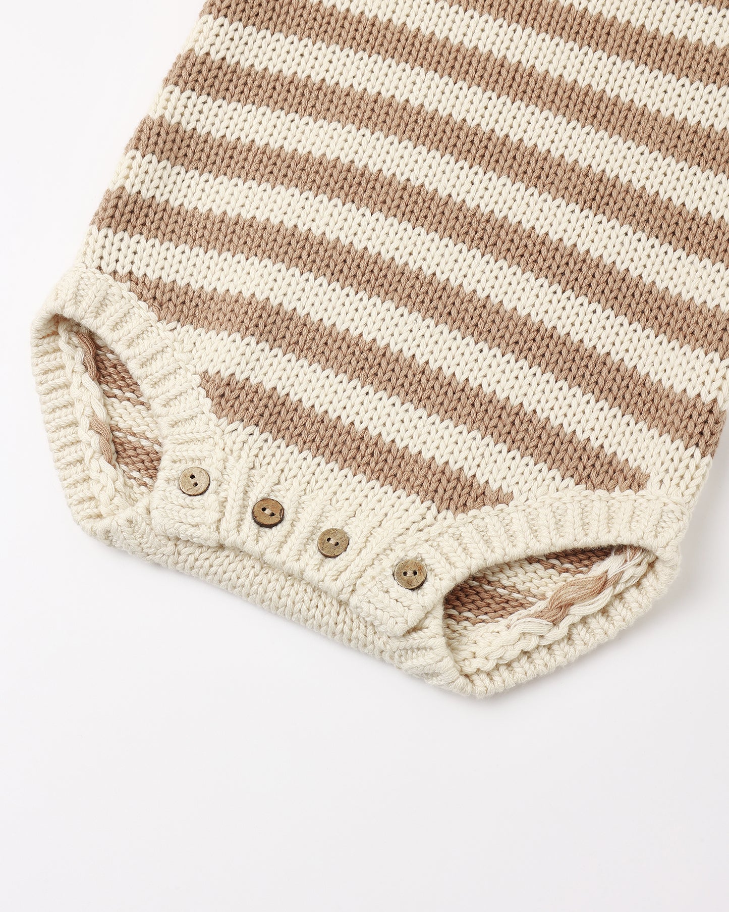 Quincy Mae Rex Romper - Almond Stripe