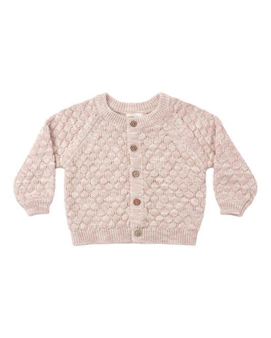 Quincy Mae Bubble Knit Cardigan - Dusty Rose Speckle