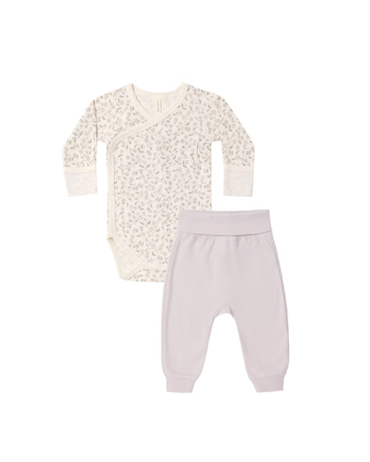 Quincy Mae Side Snap Bodysuit + Pant Set - Floret