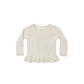 Quincy Mae Rib Knit Peplum Top - Heathered Oatmeal