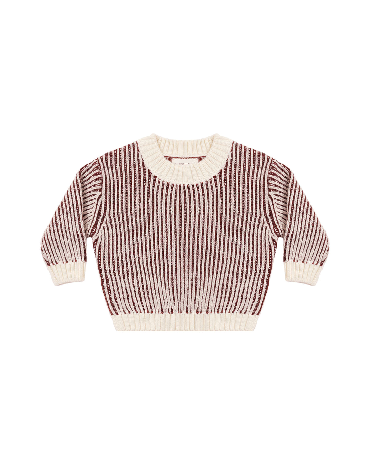 Quincy Mae Relaxed Knit Sweater - Black Cherry Stripe