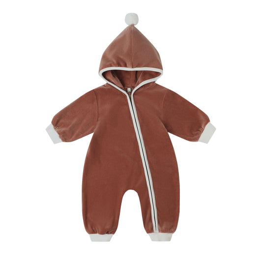 Quincy Mae Velour Zip Jumpsuit - Cranberry