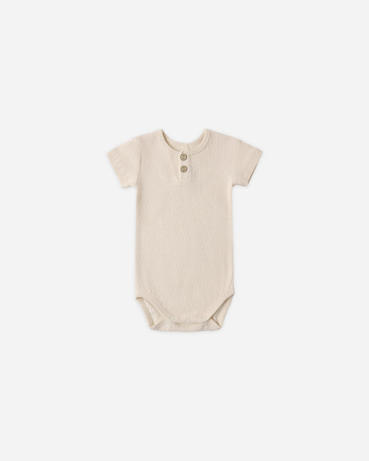 Quincy Mae Ribbed Henley Bodysuit - Ecru