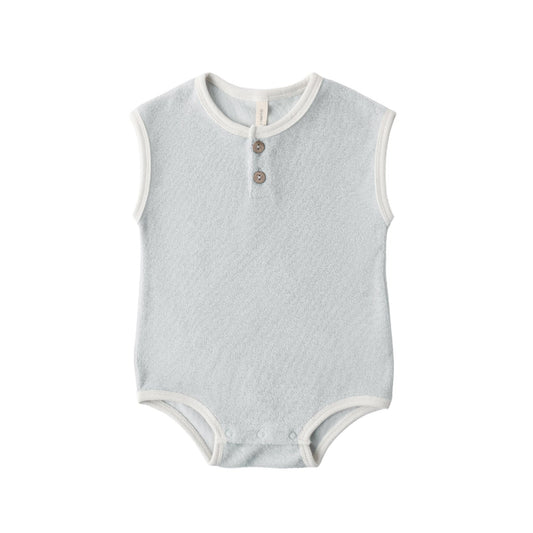 Quincy Mae Terry Cloth Romper - Sky