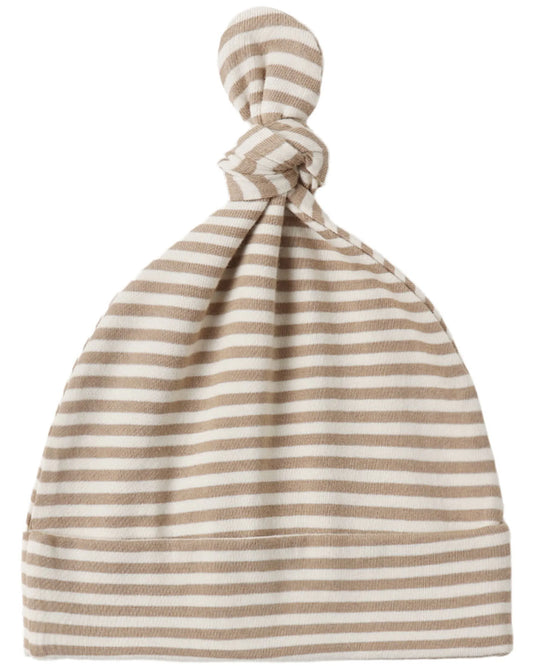 Quincy Mae Knotted Baby Hat - Almond Stripe