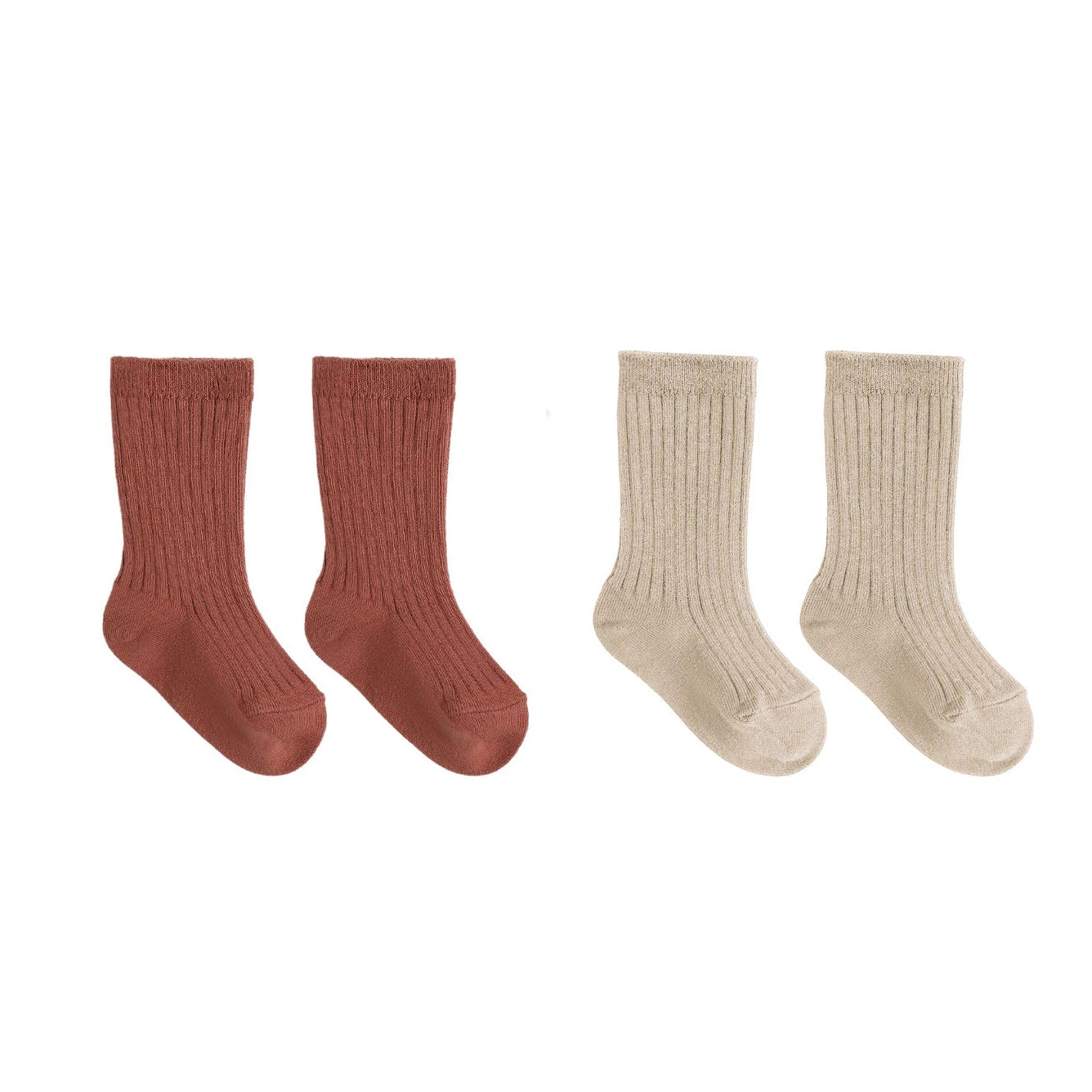 Quincy Mae Socks Set - Cranberry, Oat