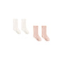 Quincy Mae Socks Set - Natural, Dusty Rose
