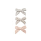 Quincy Mae Bow w. Clip, Set Of 3 - Cloud, Blue Gingham, Dusty Rose