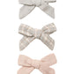 Quincy Mae Bow w. Clip, Set Of 3 - Cloud, Blue Gingham, Dusty Rose