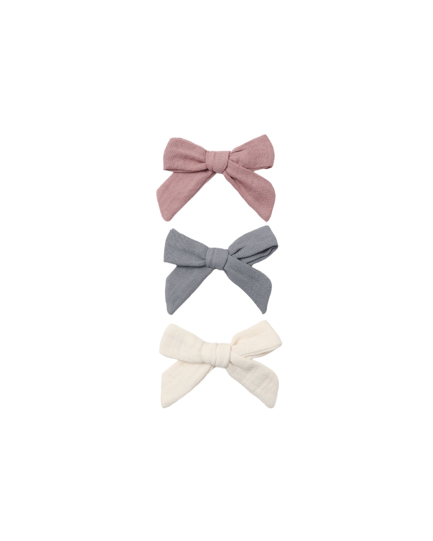 Quincy Mae Bow w. Clip, Set Of 3 - Mulberry, Slate, Natural