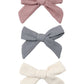 Quincy Mae Bow w. Clip, Set Of 3 - Mulberry, Slate, Natural