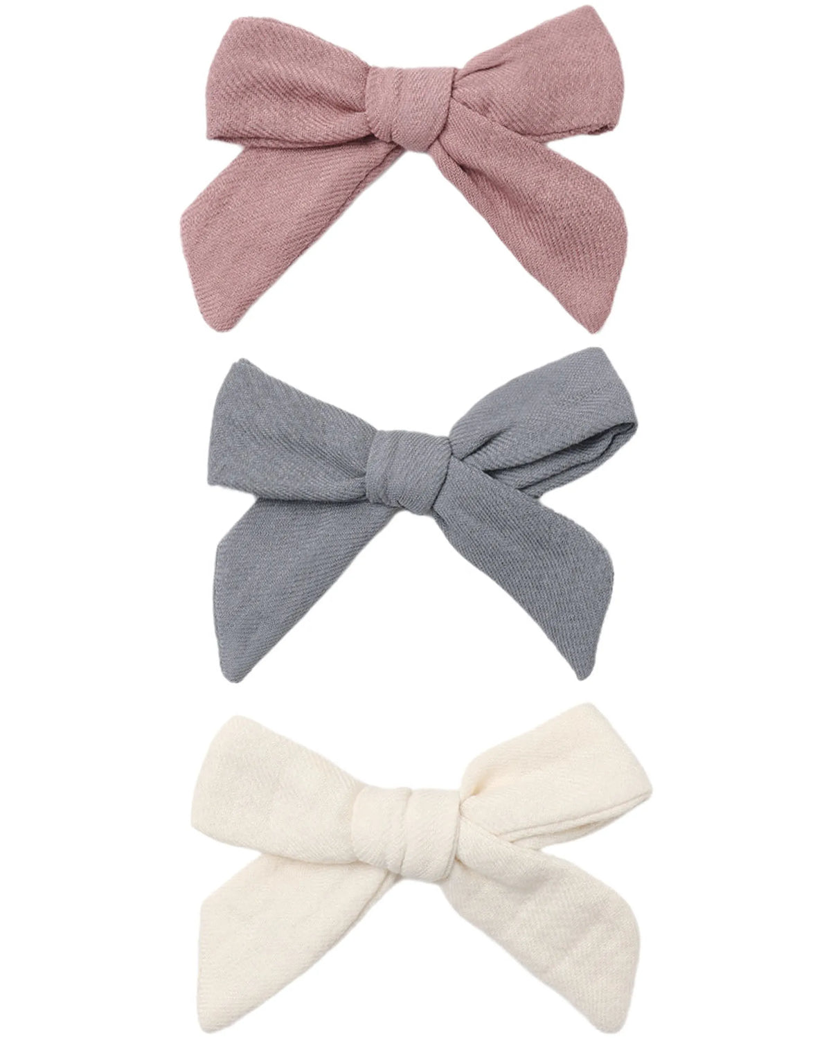 Quincy Mae Bow w. Clip, Set Of 3 - Mulberry, Slate, Natural
