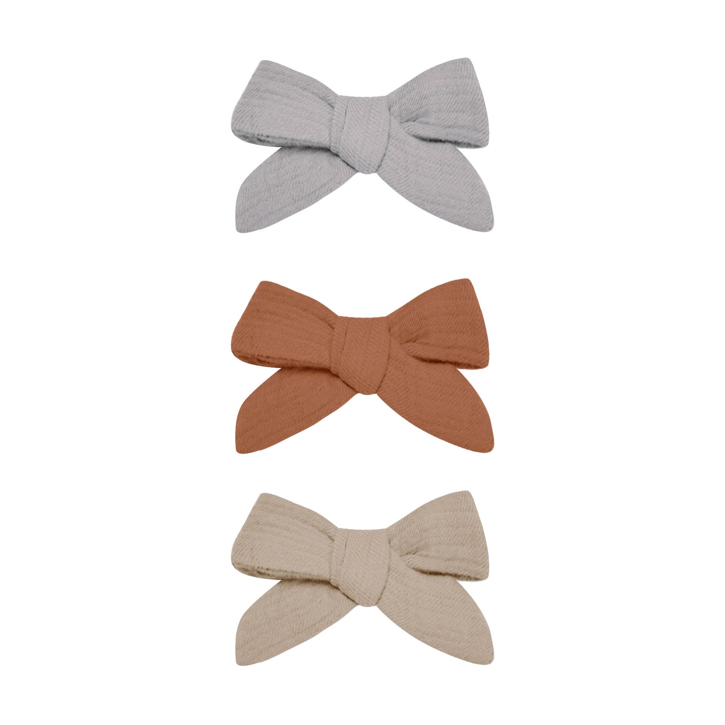 Quincy Mae Bow Clip Set of 3 - Periwinkle / Clay / Oat